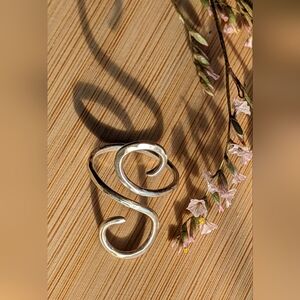 Sterling Silver Wrap Ring Artisan Crafted Hammered Curving Spiral Design